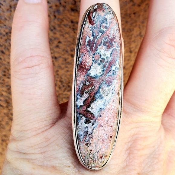 New Leopard Skin Jasper 925 Silver Statement Ring. - Picture 5 of 12